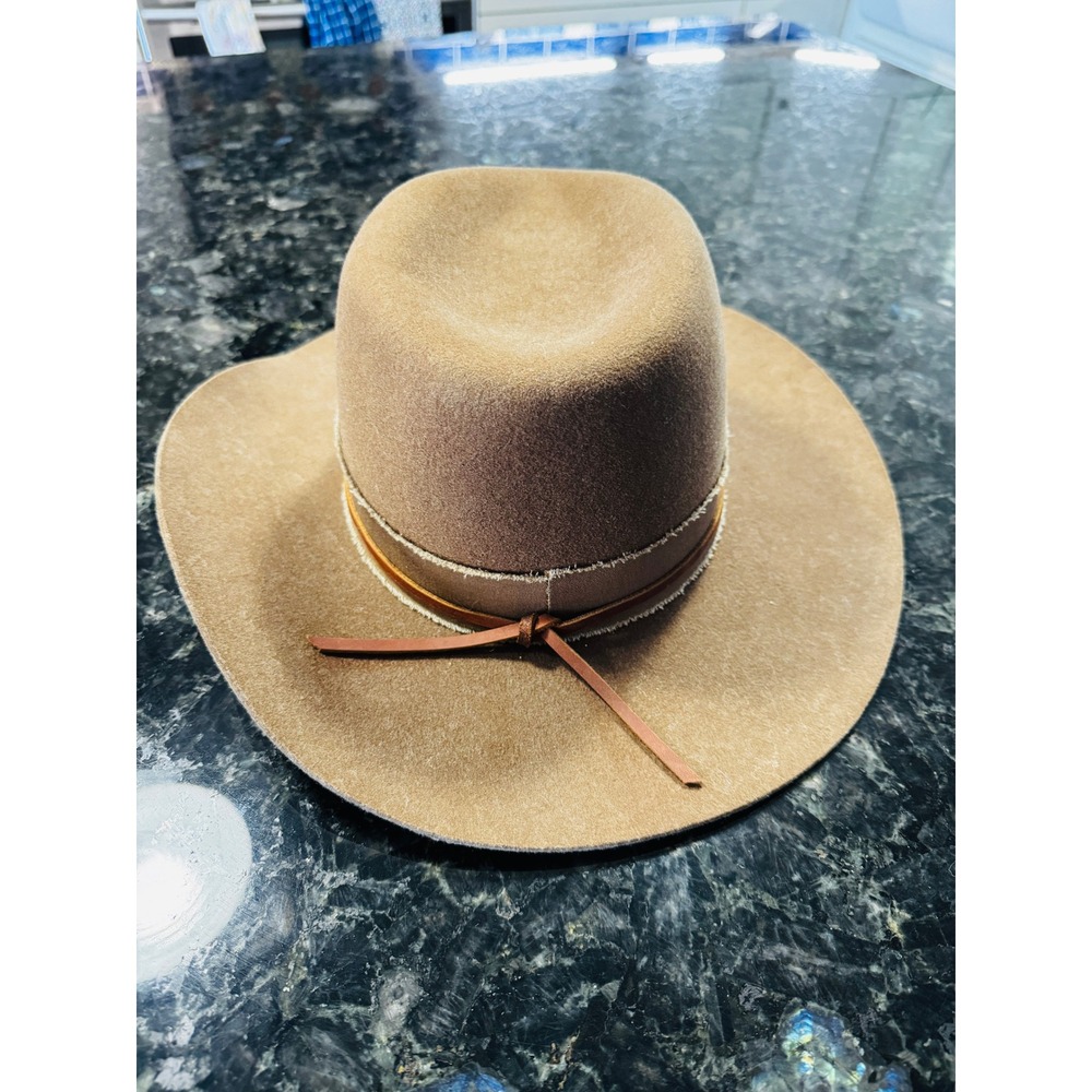 Mossant Paris Fedora Hat Womens Medium Tan Brown Excellent Australian Wool Felt